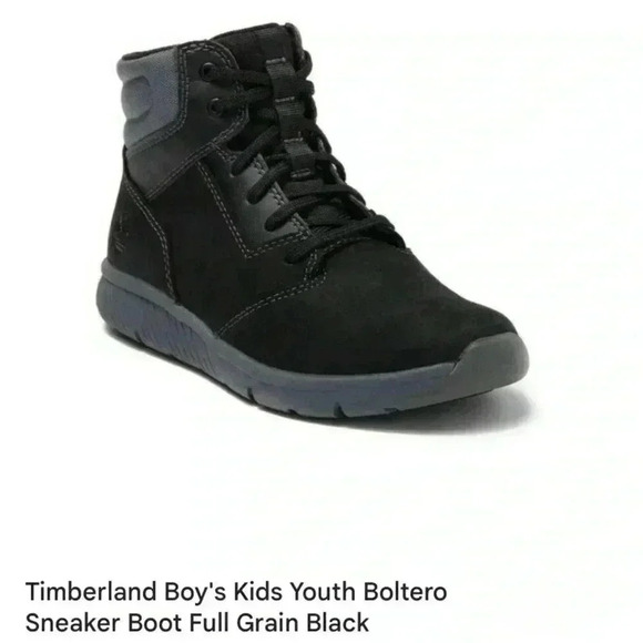 Timberland Leather Boltero Boy’s Youth Sneaker Boots Black - Picture 2 of 13